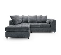 LUXURY LIFE Dylan Chenille Fabric Left Hand Facing Corner Sofa in Grey LUXURY LIFE Grey