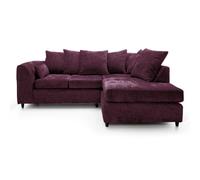 LUXURY LIFE Dylan Chenille Fabric Right Hand Facing Corner Sofa in Aubergine LUXURY LIFE Aubergine