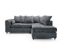 LUXURY LIFE Dylan Chenille Fabric Right Hand Facing Corner Sofa in Grey LUXURY LIFE Grey