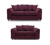 LUXURY LIFE Dylan Chenille Fabric Sofa Set in Aubergine LUXURY LIFE Aubergine