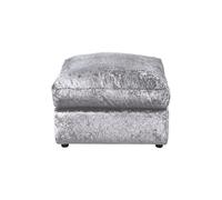 LUXURY LIFE Dylan Crushed Velvet Fabric Footstool in Silver LUXURY LIFE Silver