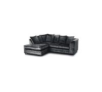LUXURY LIFE Dylan Crushed Velvet Fabric Left Hand Facing Corner Sofa in Black LUXURY LIFE Black