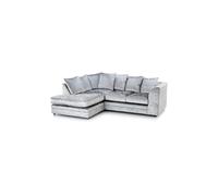 LUXURY LIFE Dylan Crushed Velvet Fabric Left Hand Facing Corner Sofa in Silver LUXURY LIFE Silver
