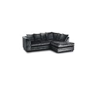 LUXURY LIFE Dylan Crushed Velvet Fabric Right Hand Facing Corner Sofa in Black LUXURY LIFE Black