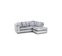 LUXURY LIFE Dylan Crushed Velvet Fabric Right Hand Facing Corner Sofa in Silver LUXURY LIFE Silver