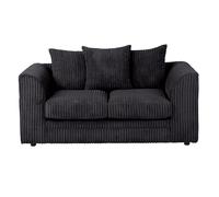 LUXURY LIFE Dylan Jumbo Cord Fabric 2 Seater Sofa in Black LUXURY LIFE Black