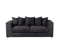 LUXURY LIFE Dylan Jumbo Cord Fabric 3 Seater Sofa in Black LUXURY LIFE Black