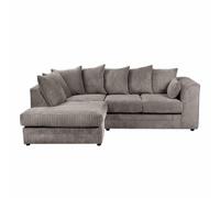 LUXURY LIFE Dylan Jumbo Cord Fabric Left Hand Facing Corner Sofa in Grey LUXURY LIFE Grey