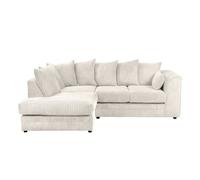 LUXURY LIFE Dylan Jumbo Cord Fabric Left Hand Facing Corner Sofa in White LUXURY LIFE White