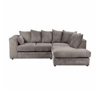 LUXURY LIFE Dylan Jumbo Cord Fabric Right Hand Facing Corner Sofa in Grey LUXURY LIFE Grey