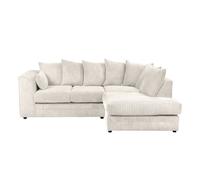 LUXURY LIFE Dylan Jumbo Cord Fabric Right Hand Facing Corner Sofa in White LUXURY LIFE White