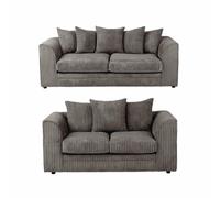 LUXURY LIFE Dylan Jumbo Cord Fabric Sofa Set in Grey LUXURY LIFE Grey