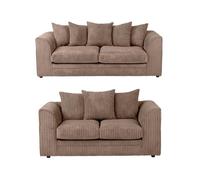 LUXURY LIFE Dylan Jumbo Cord Fabric Sofa Set in Light Brown LUXURY LIFE Light Brown