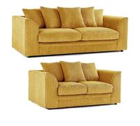LUXURY LIFE Dylan Jumbo Cord Fabric Sofa Set in Mustard LUXURY LIFE Mustard