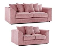 LUXURY LIFE Dylan Jumbo Cord Fabric Sofa Set in Pink LUXURY LIFE Pink