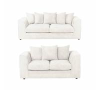 LUXURY LIFE Dylan Jumbo Cord Fabric Sofa Set in White LUXURY LIFE White