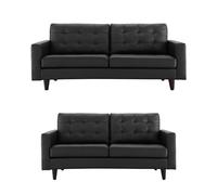 LUXURY LIFE Empress Faux Leather Sofa Set in Black LUXURY LIFE Black