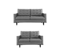 LUXURY LIFE Empress Faux Leather Sofa Set in Grey LUXURY LIFE Grey