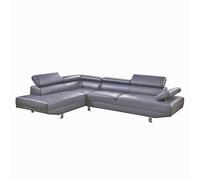 (Grey LHF (Left Corner)) Fidenza Leather 4-5 Seater Corner Sofa