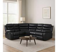 LUXURY LIFE Lusso Leather Corner Recliner Sofa in Black LUXURY LIFE Black