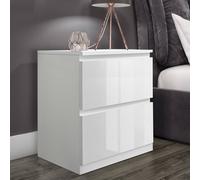 LUXURY LIFE Olivia Gloss Chest of Drawers Bedside 2 Drawer Cabinet in White LUXURY LIFE White