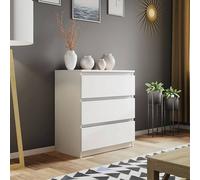 LUXURY LIFE Olivia Matt Chest of Drawers 3 Drawer Cabinet in White LUXURY LIFE White