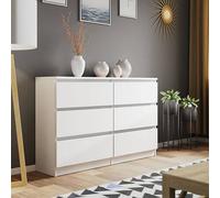 LUXURY LIFE Olivia Matt Chest of Drawers 6 Drawer Cabinet in White LUXURY LIFE White