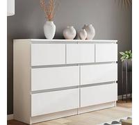 LUXURY LIFE Olivia Matt Chest of Drawers 7 Drawer Merchant in White LUXURY LIFE White