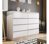 LUXURY LIFE Olivia Matt Chest of Drawers 8 Drawer Cabinet in White LUXURY LIFE White