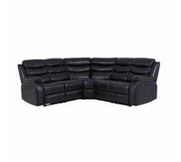 LUXURY LIFE Roma Leather Corner Recliner Sofa in Black LUXURY LIFE Black