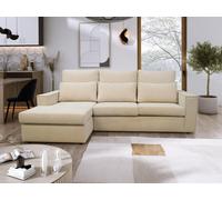 LUXURY LIFE Soho Fabric 3 Seater Left Hand Facing Corner Chaise Sofa in Beige LUXURY LIFE Beige
