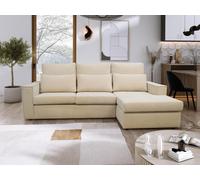 LUXURY LIFE Soho Fabric 3 Seater Right Hand Facing Corner Chaise Sofa in Beige LUXURY LIFE Beige