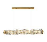 Luxury Linear Chandelier Rectangular Crystal Pendant LED Dimmable Hanging Ceiling Light Fixture for Kitchen Island Living Room Dinner Table(Gold,1200MM)