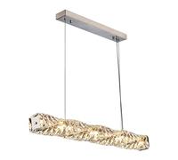 Luxury Linear Chandelier Rectangular Crystal Pendant LED Dimmable Hanging Ceiling Light Fixture for Kitchen Island Living Room Dinner Table(Silver,150cm)