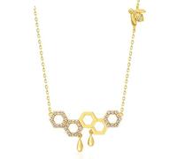Luxury Little Bee 9K Gold Necklace S925 Sterling Silver Zircon Flower Honey Hollow Diamond Retro Necklace Fine Jewelri