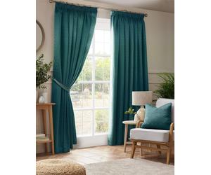 Luxury Living Adi Lined Pencil Pleat Curtains in Teal | Size: 117 cm width x 229 cm drop Luxury Living Teal 117 cm width x 229 cm drop