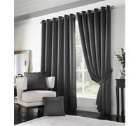 Luxury Living Adi Lined Ring Top Eyelet Curtains in Charcoal | Size: 229 cm width x 229 cm drop Luxury Living Charcoal 229 cm width x 229 cm drop