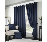 Luxury Living Adi Lined Ring Top Eyelet Curtains - Navy - 168cm width x 183cm drop