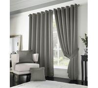 Luxury Living Adi Lined Ring Top Eyelet Curtains - Silver - 168cm width x 137cm drop