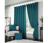 Luxury Living Adi Lined Ring Top Eyelet Curtains - Teal - 229cm width x 274cm drop