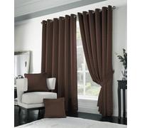 Alan Symonds Madison Ring Top Eyelet Lined Curtains 229x274cm Brown