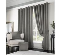 Alan Symonds Madison Ring Top Eyelet Lined Curtains 168x229cm Silver