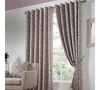 Luxury Living Blossom Bud Thermally Efficient Blackout Eyelet Ring Top Curtains 66x90 Pair, Blush