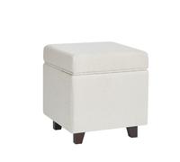Alan Symonds Cambridge Boucle Square Storage Ottoman Footstool 50x46cm Cream