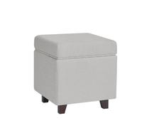 Luxury Living Boucle Square Seat Foot Stool Storage Ottoman - Grey