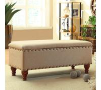 Luxury Living Chelsea Storage Ottoman Bench - Tan/brass Upholstered With Flip Lid