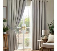 Alan Symonds Chenille Blackout Ring Top Eyelet Curtains 229x229cm Silver