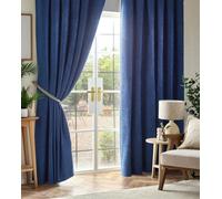 Alan Symonds Chenille Blackout Pencil Pleat Top Curtains 168x137cm Blue