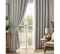Alan Symonds Chenille Blackout Pencil Pleat Top Curtains 168x183cm Silver