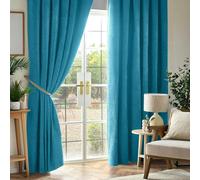 Luxury Living Chenille Blackout Pencil Pleat Top Curtains 168cm x 137cm Teal, Blue